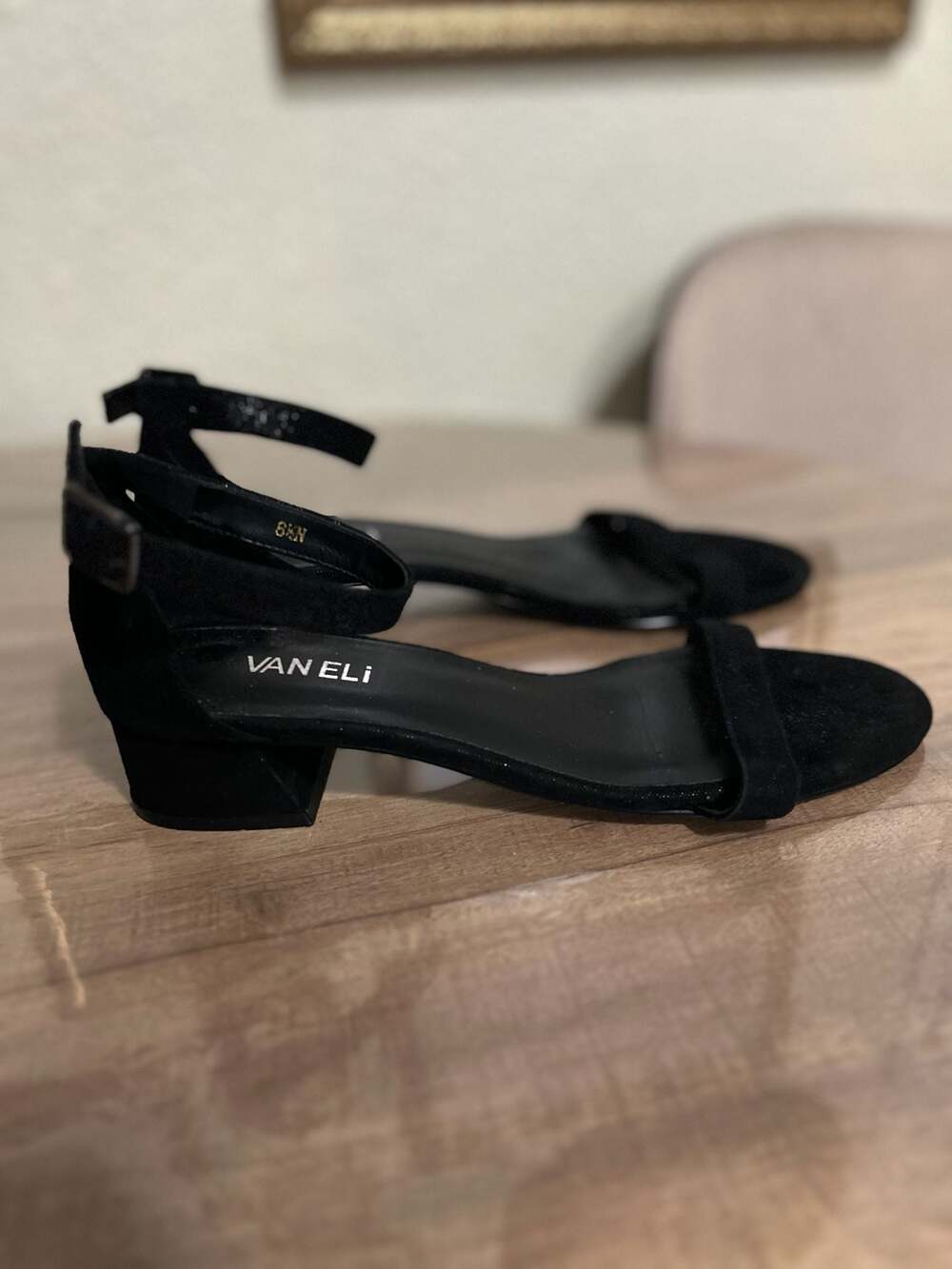 VANELi Cordie Black Suede Block Heel Ankle Strap Sandals